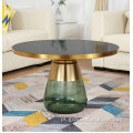 Réplica de vidro de vidro superior Casablancabrass Gold Smart Coffee Table